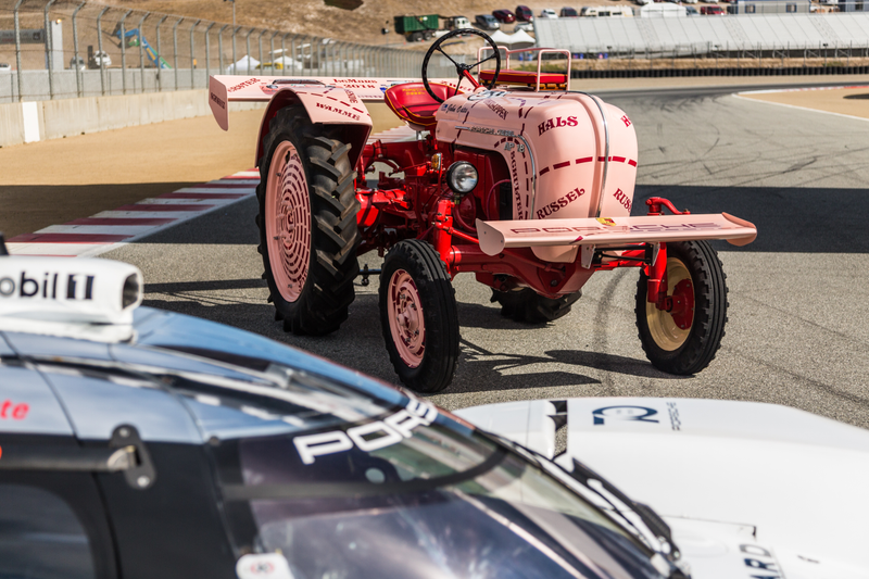 Rennsport Reunion in a nutshell: Here’s a Pink Pig-liveried race-tractor lurking behind the 919 Hybrid Evo.